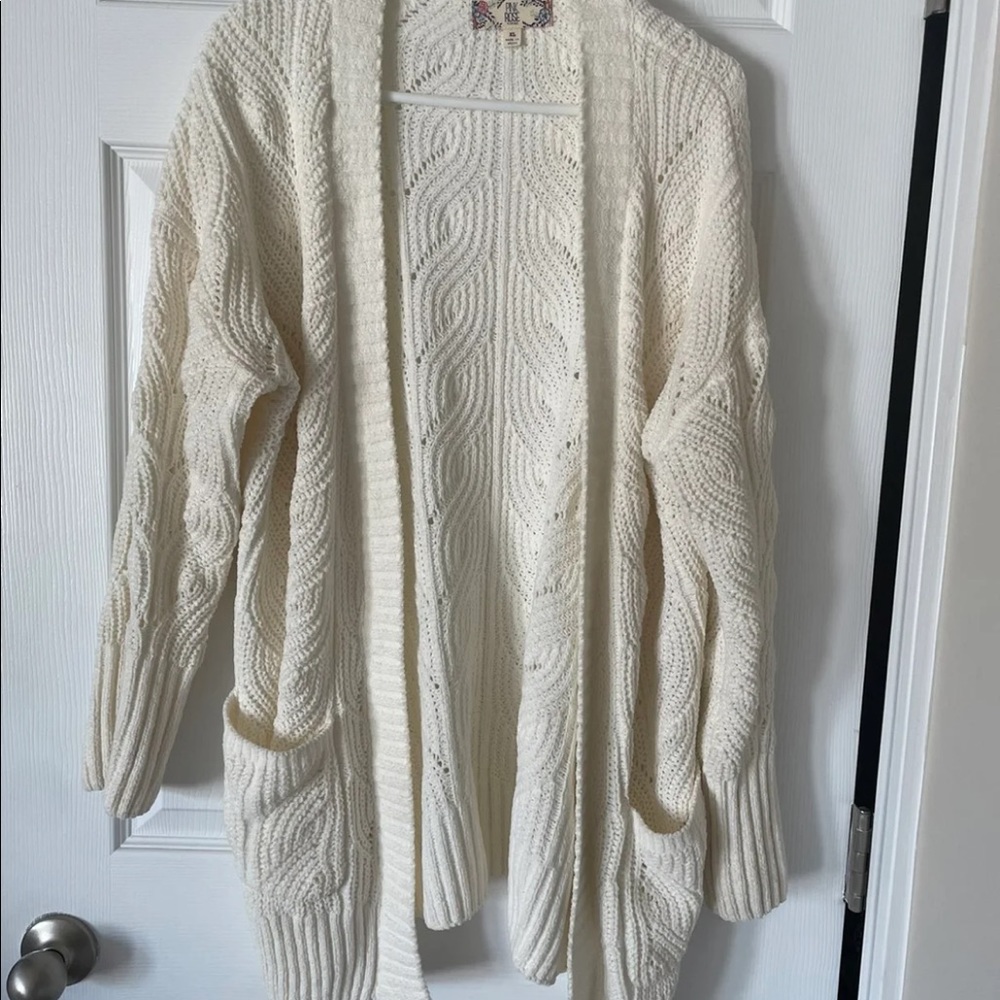 Pink Rose XL cream cardigan
